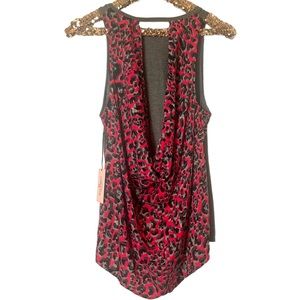 Juicy Couture Pink Leopard Draped Back Sleeveless Top Size M